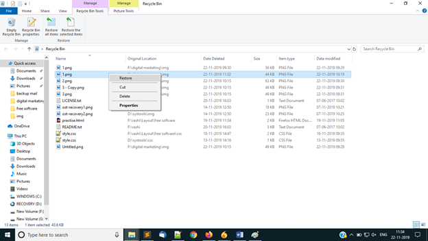 restore option