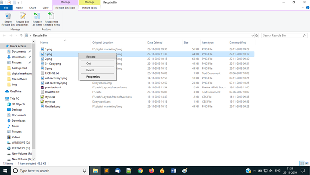 recover deleted files from recycle bin without software