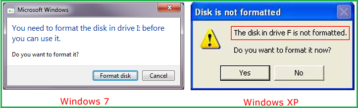 internal hard drive not formatted error