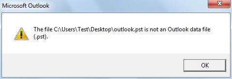 how to solve the file outlook.pst is not an outlook data file (.pst)