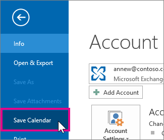 export outlook calendar to office 365