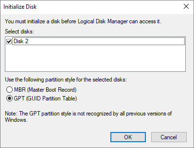 fix disk not showing in disk management