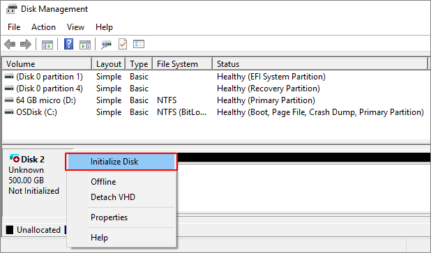 hard drive not showing disk management