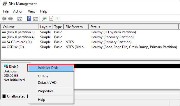 hdd not showing up in disk management