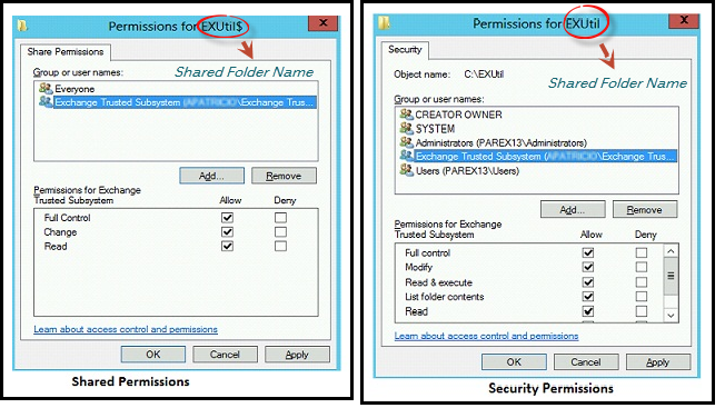 Share Folder Path Exchange 2013