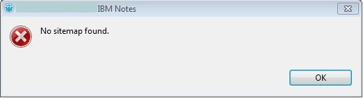 Lotus Notes error no sitemap found