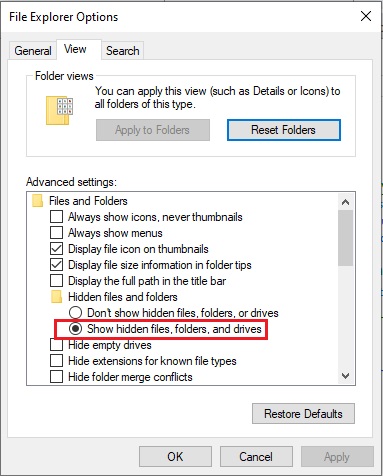 Show hidden files