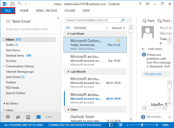 launch ms outlook