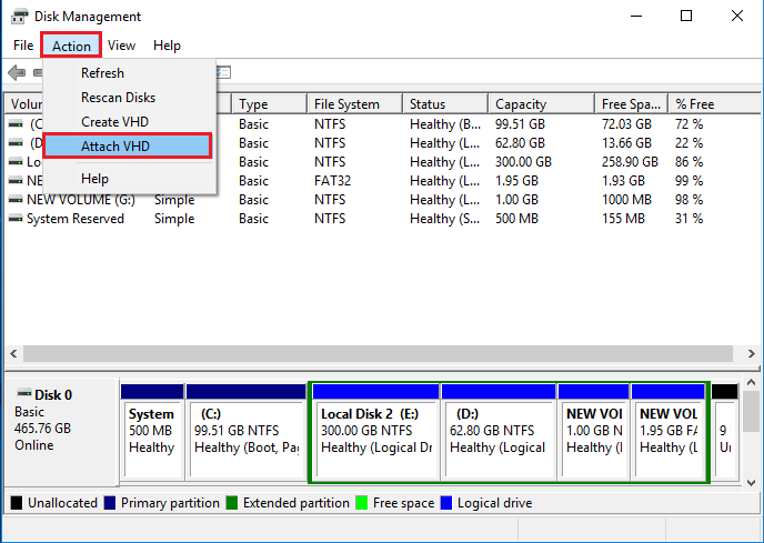 how to mount vhdx file in windows 10