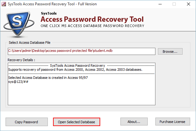 Recover Password From Access Database