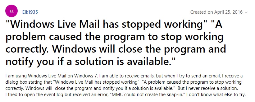 windows live mail has stopped working windows 10 windows live mail has stopped working windows 10