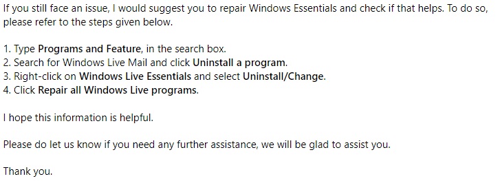 windows live mail 2012 not working after windows 10 update