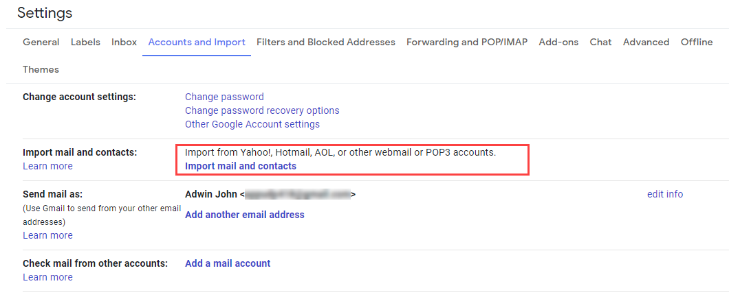 import zoho mail to gmail