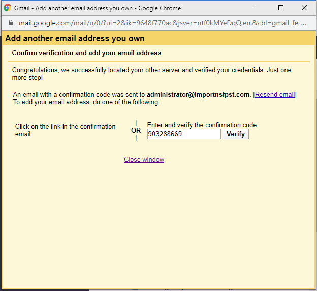 enter verification code in the text field