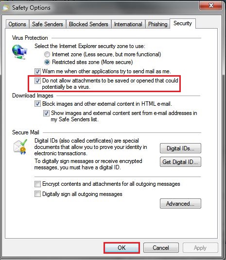 windows live mail problems opening attachments
