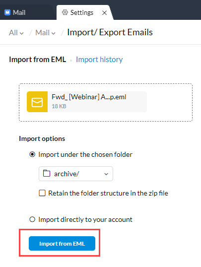 import yahoo to zoho mail