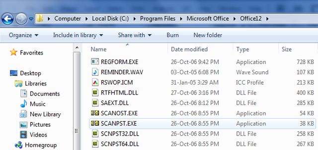 restoring outlook data files