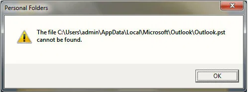 how do you fix outlook data file cannot be found