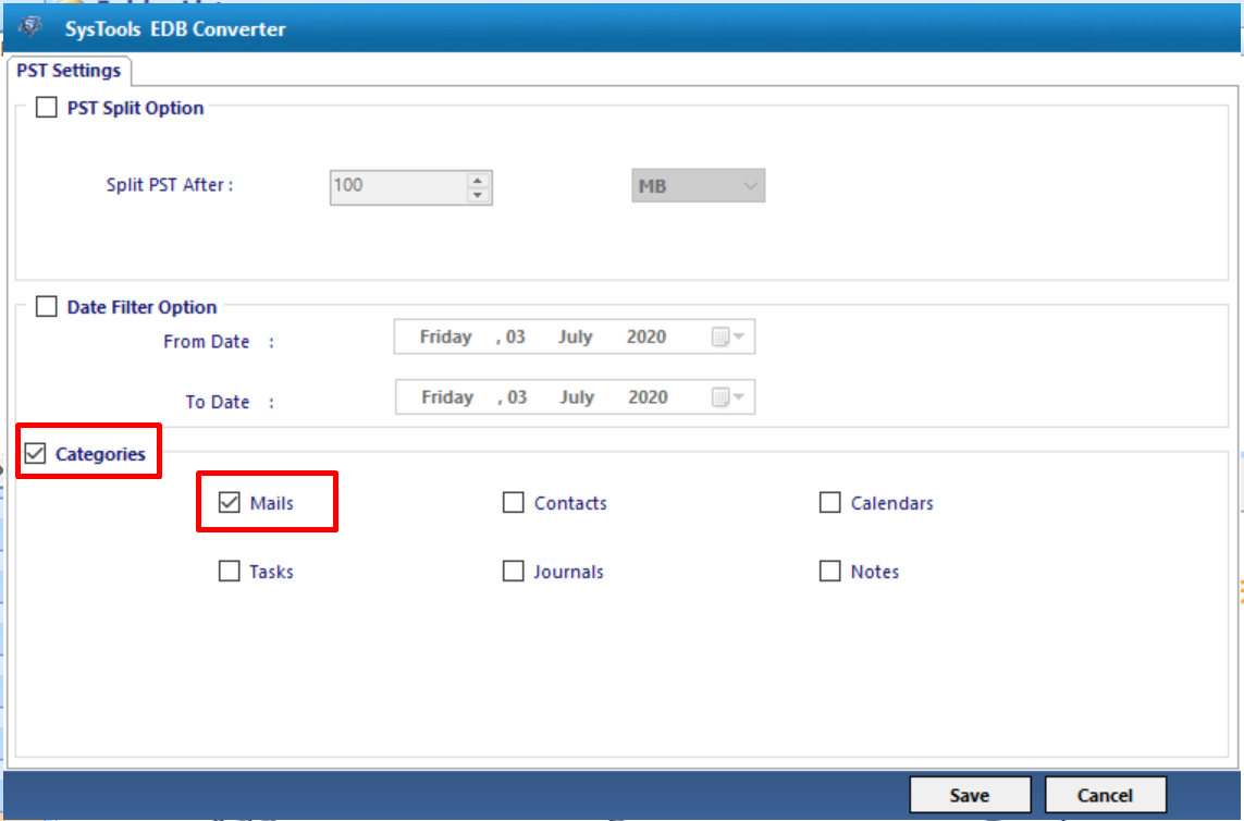 advance settings to export