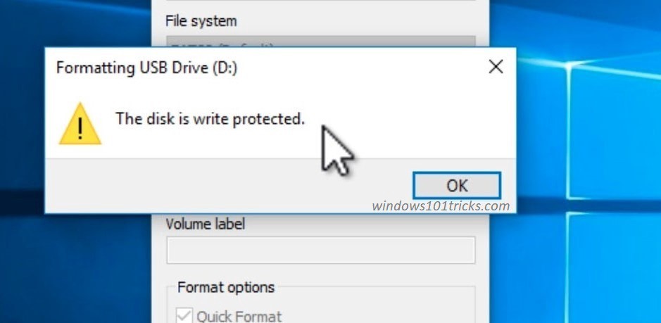 remove write protection from usb thumb drive