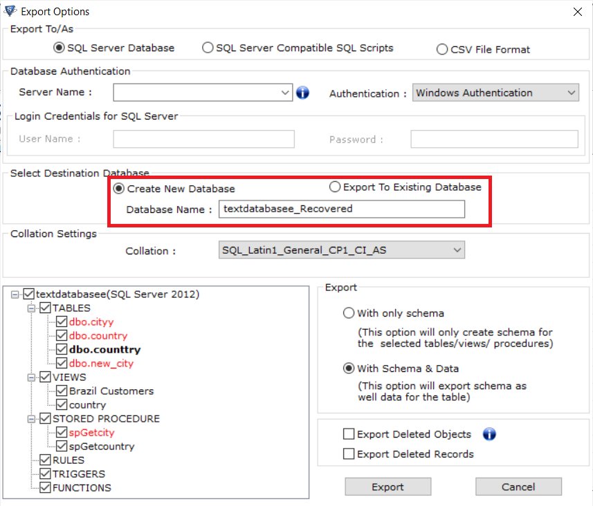 Choose-destination-database