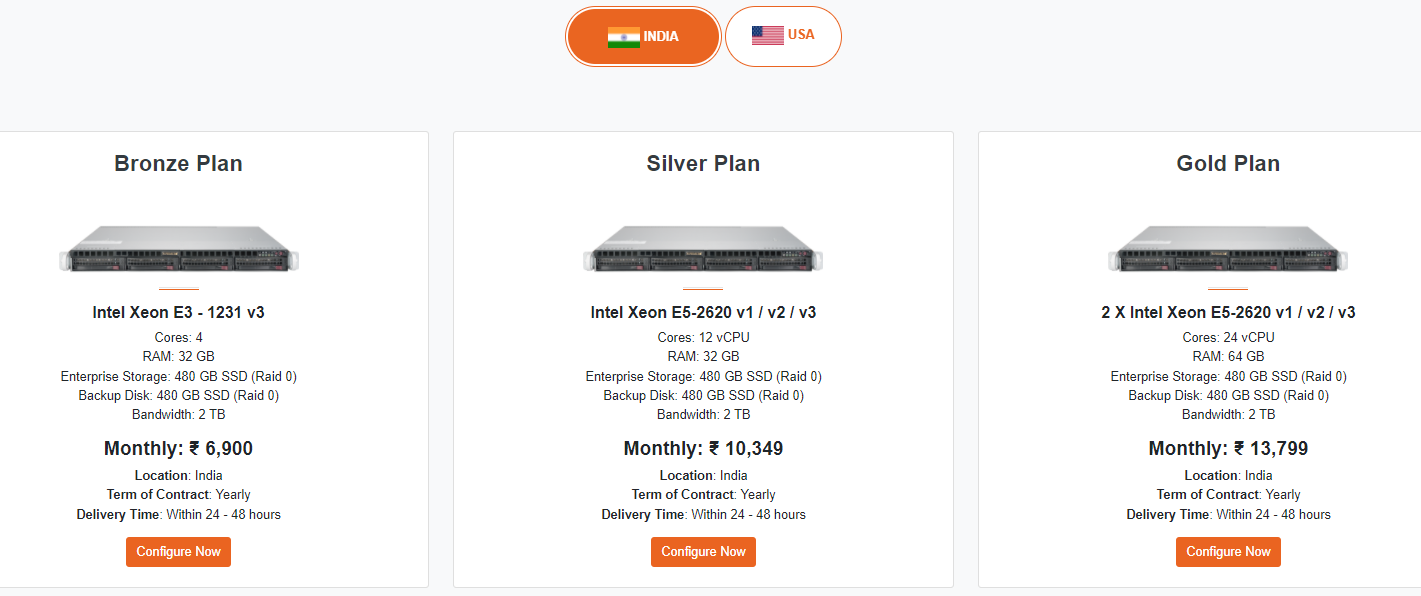 Bare metal server hosting