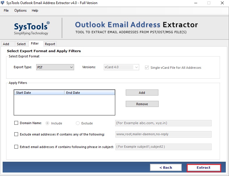 extract email addresses from Outlook