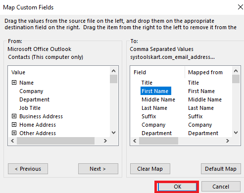 extract list of email addresses from outlook