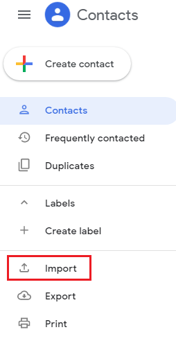 Click on Import Option to Import Excel Contacts to Google Contacts