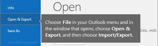 open and export option 