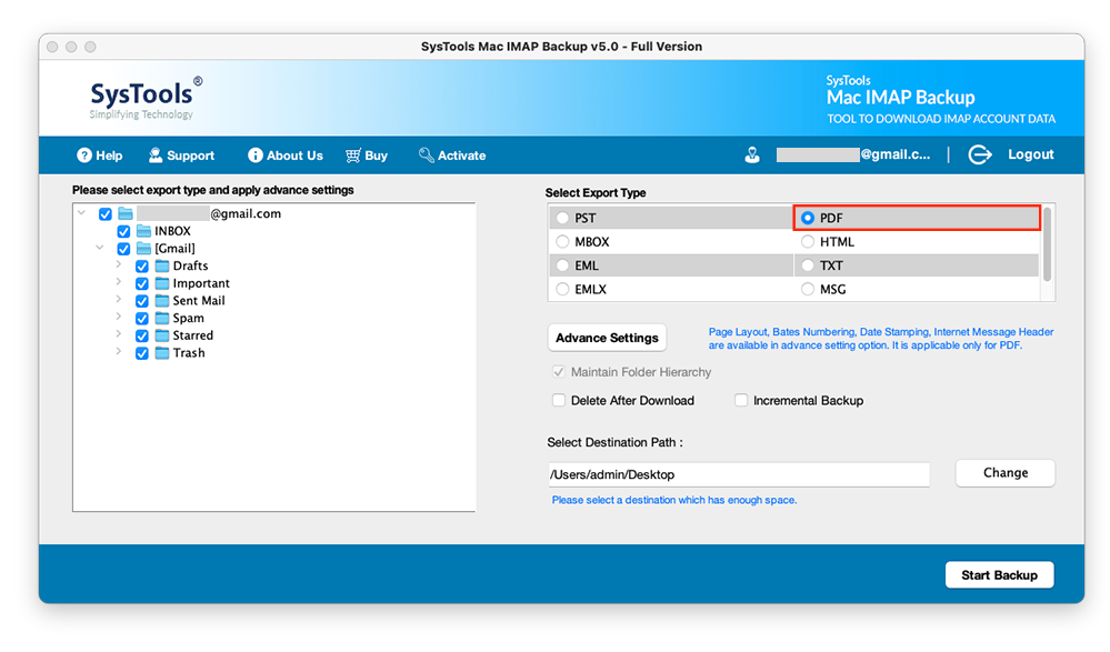 select export option