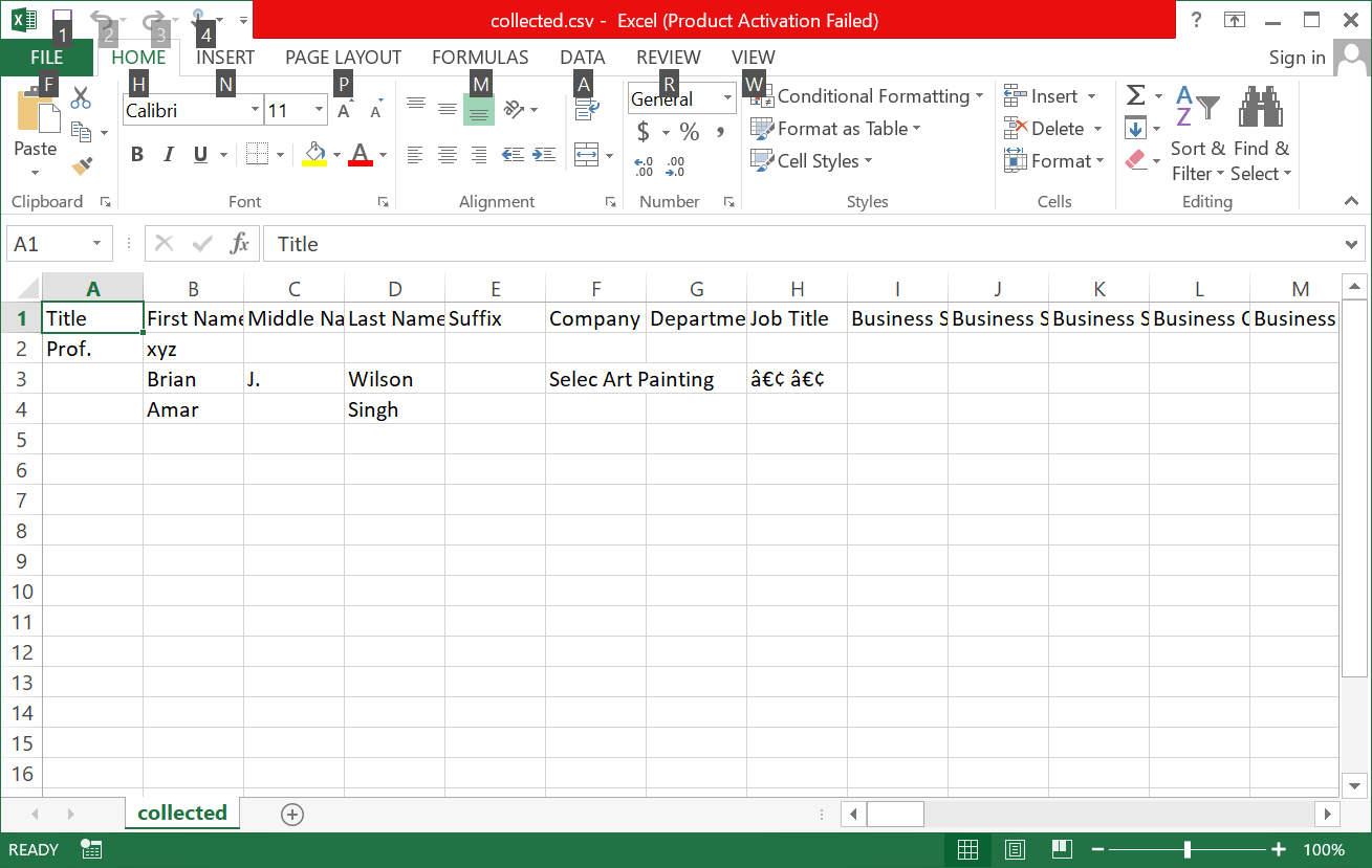 Open Excel file