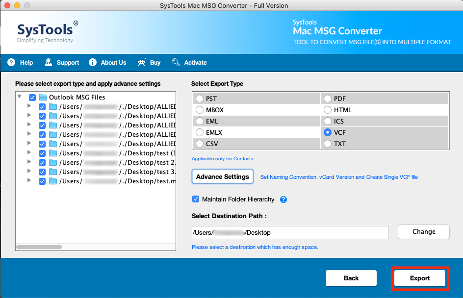 convert contact to vcf