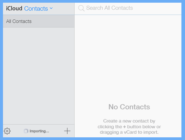 start importing Excel contacts to iCloud