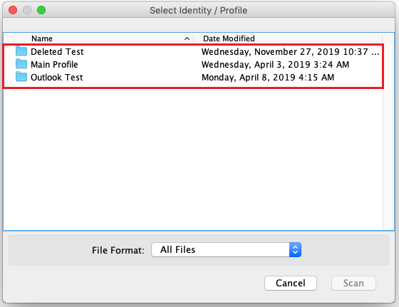 Select the profile and start scanning it
