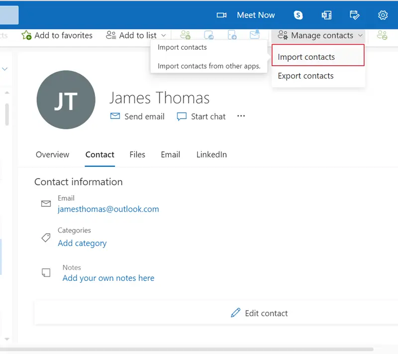 contacts view