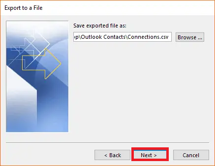 select contact folder