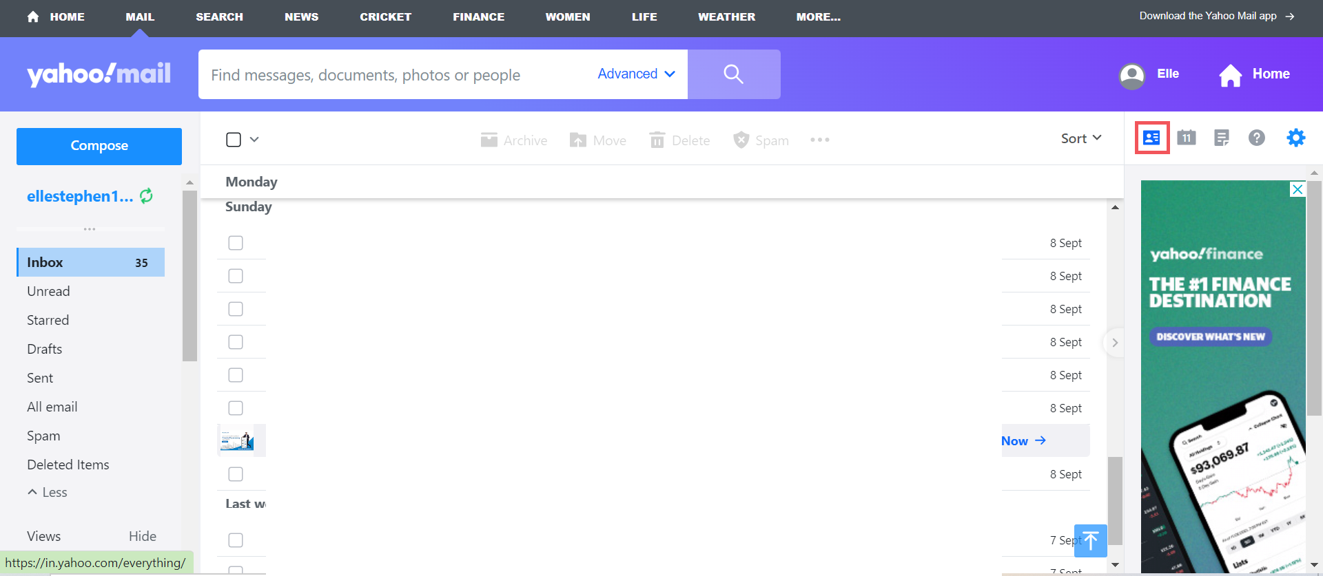select contacts option