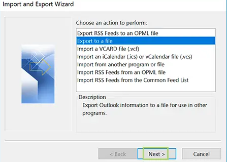 choose export to a file
