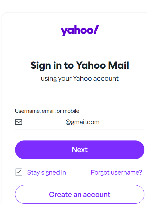 login Yahoo mail
