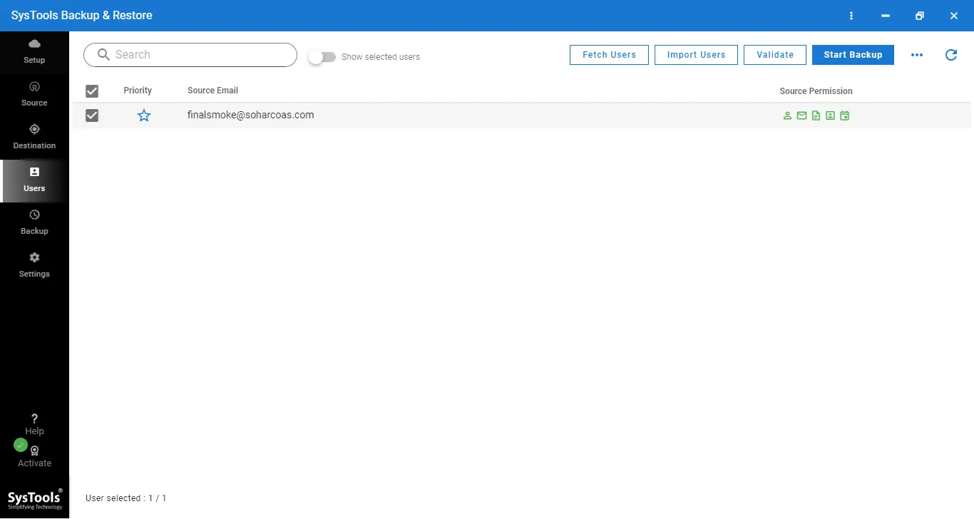 Press the ‘Start Backup’ to download Google Contacts to PC