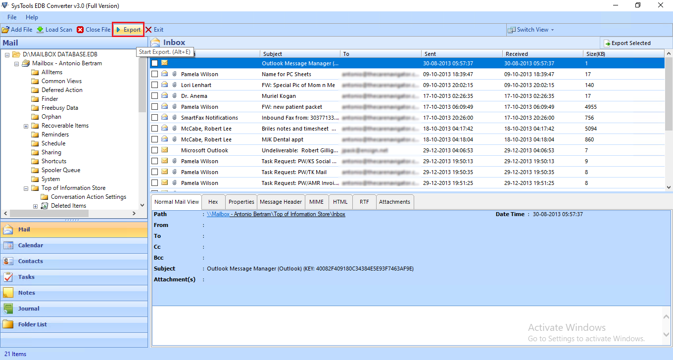 export EDB to NSF format