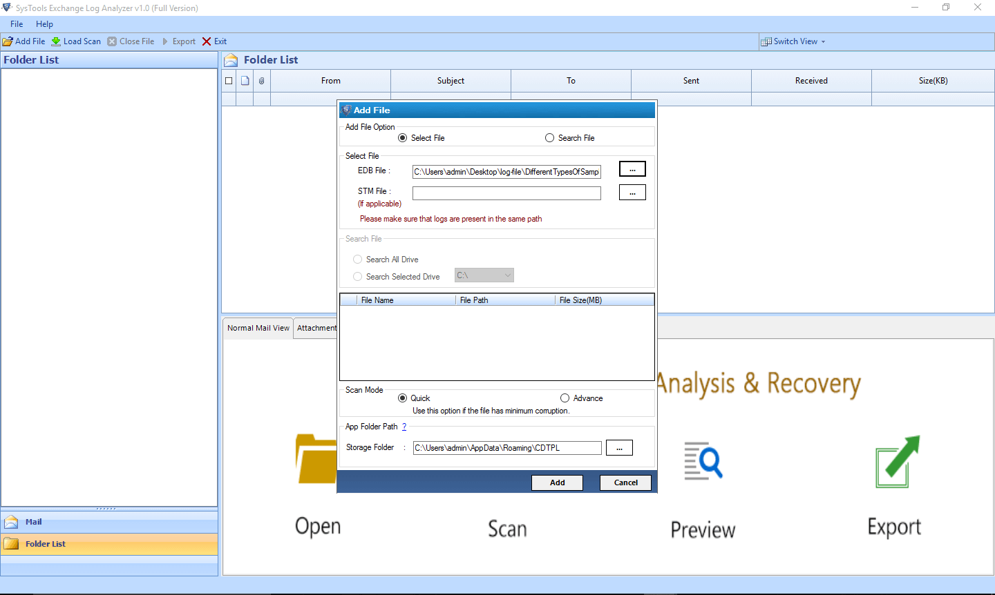 view ntfs log file scan resport