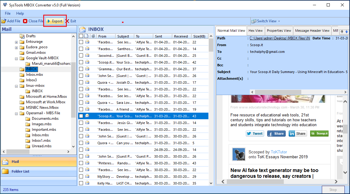 convert thunderbird mail to outlook pst