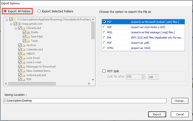 transfer thunderbird emails to outlook