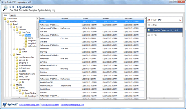 view ntfs log file scan resport