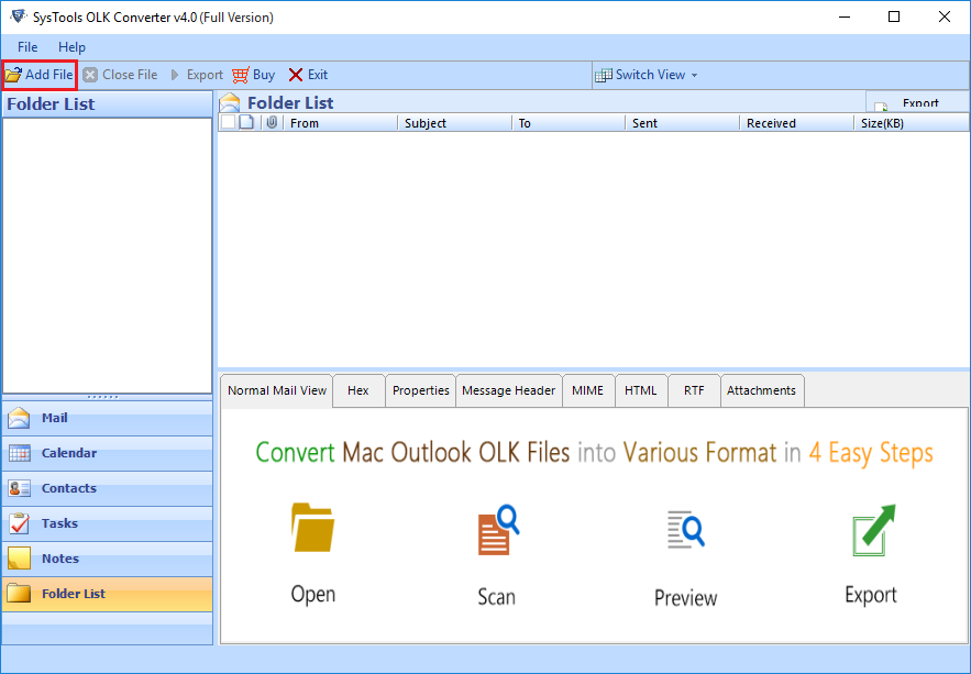 OLK to PST converter Wizard