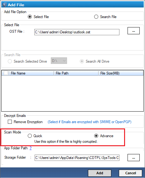 change ost in eml