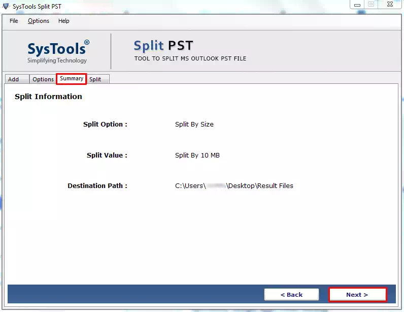 split information