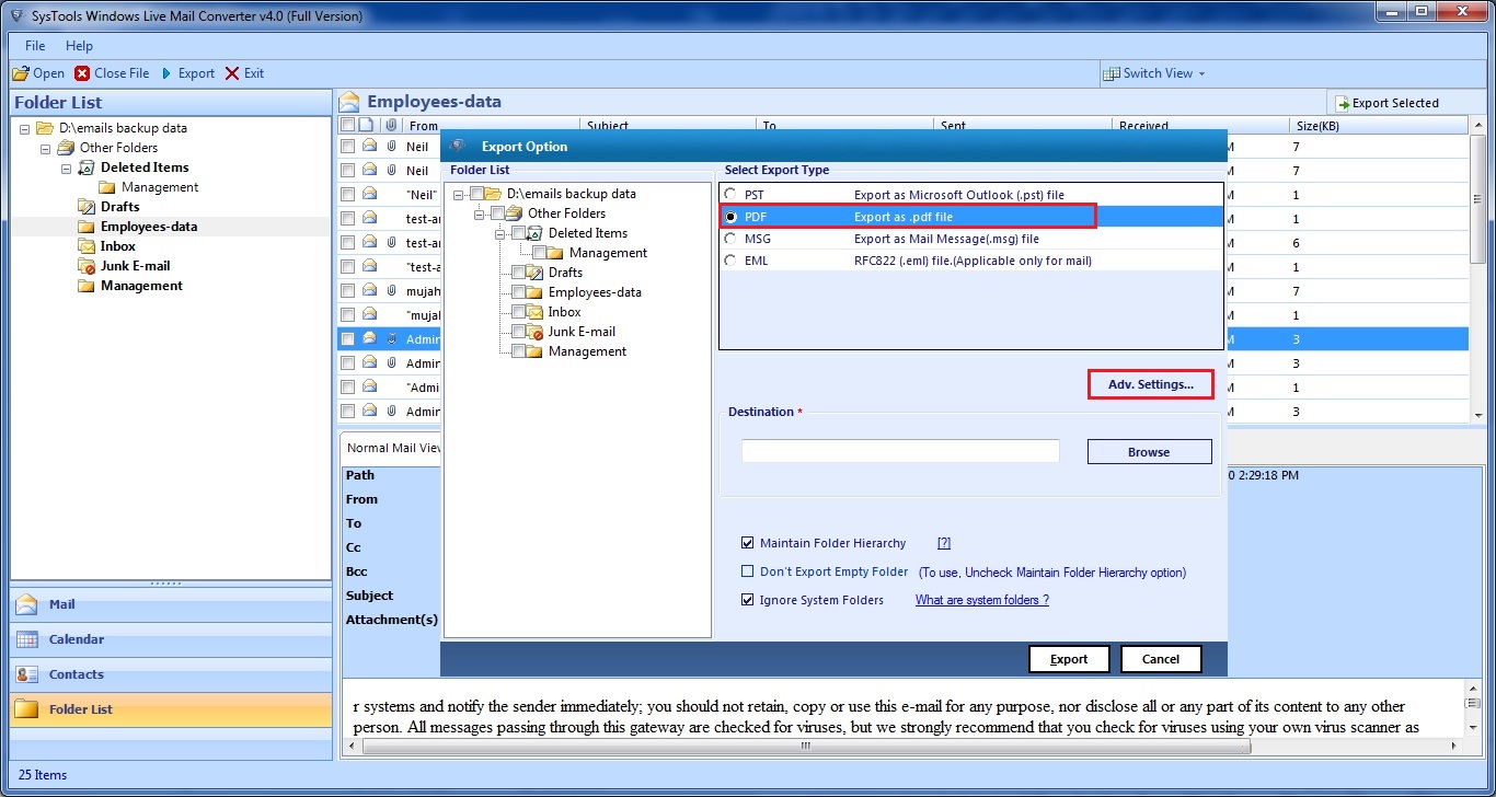 windows live mail convert to pdf